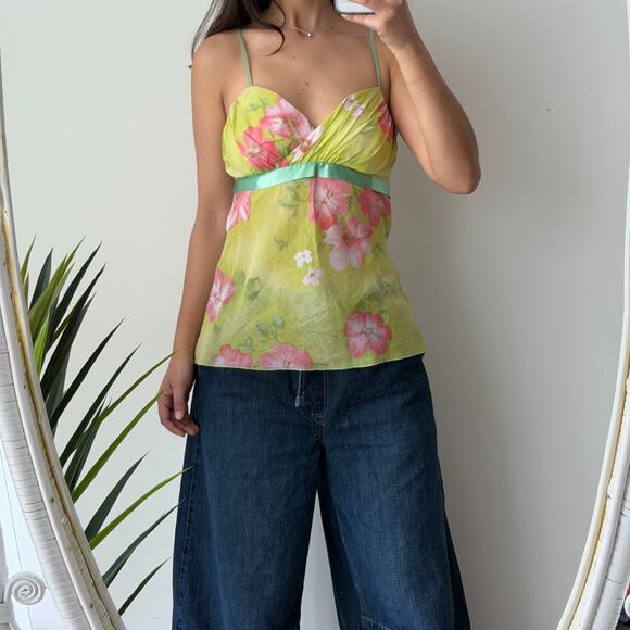 Vintage Y2K Babydoll Top Medium Cami Floral Fairy 100% Cotton Coquette Romantic - Picture 5 of 11